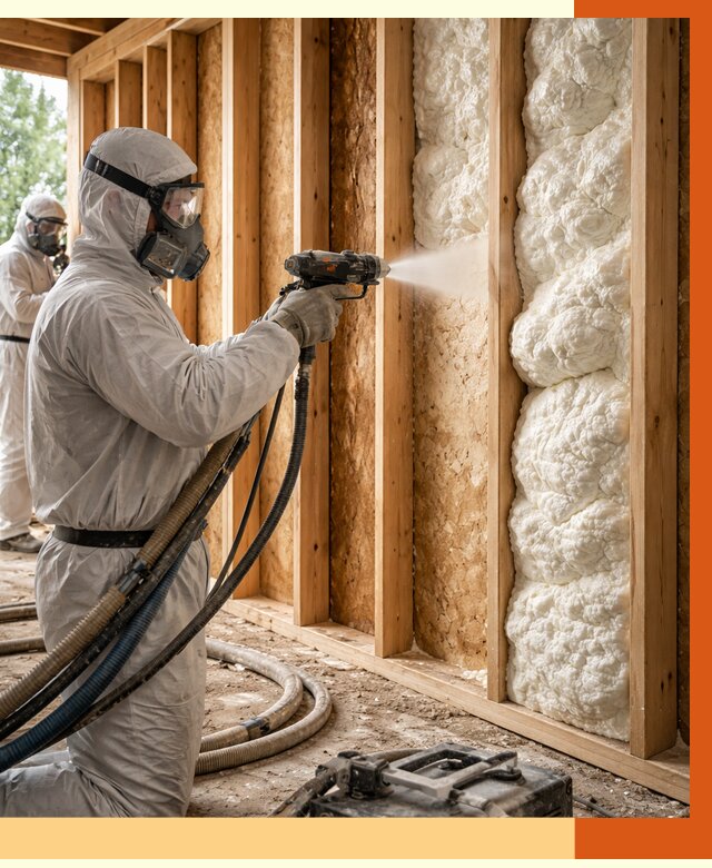 Утепление каркасного дома ППУ в Белогорске от 2857 руб./м2 — работа под ключ | ТепломастерБгк