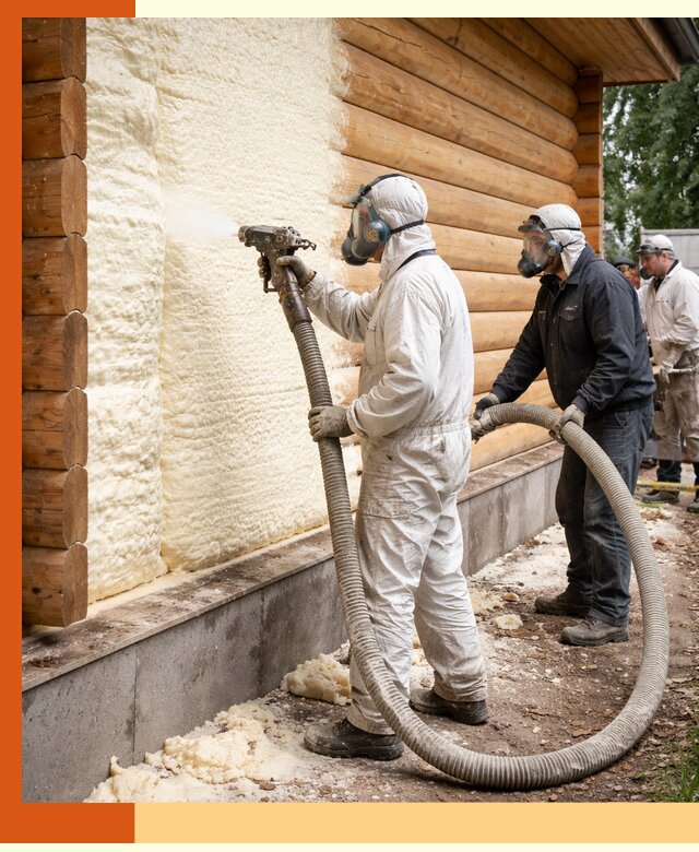 Утепление дома из бруса пенополиуретаном в Белогорске