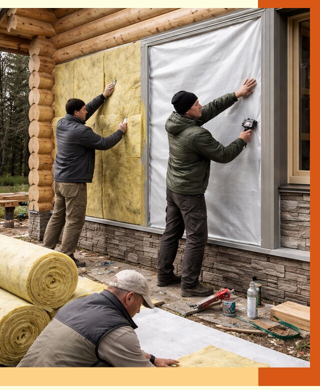 Утепление бревенчатого дома в Белогорске от 7805 руб/м2 — заказать под ключ | ТепломастерБгк