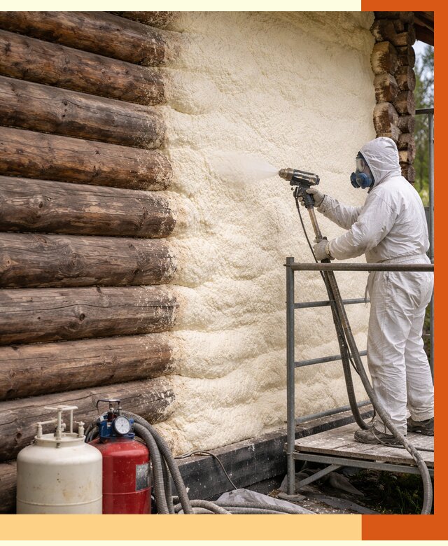 Утепление бревенчатого дома ППУ в Белогорске под ключ от 6376 руб. | ТепломастерБгк