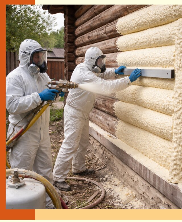 Утепление бревенчатого дома ППУ в Белогорске эффективной изоляцией