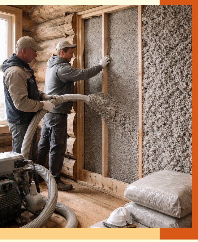 Утепление бревенчатого дома эковатой в Белогорске от 2806 руб. | ТепломастерБгк