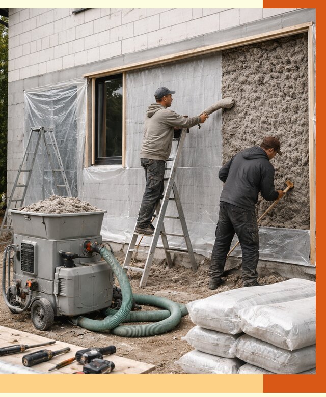 Утепление дома из газобетона эковатой в Белогорске от 4591 руб./м2 | ТепломастерБгк