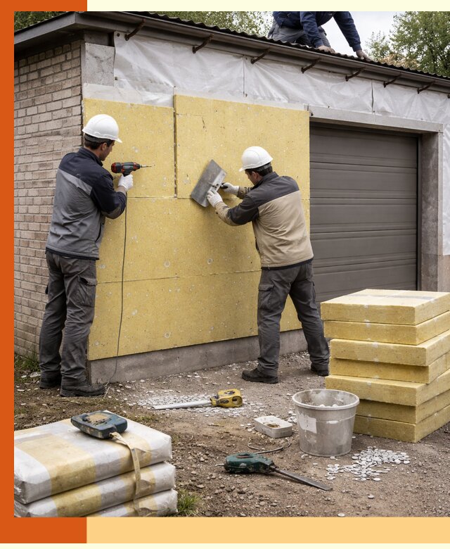 Утепление гаража снаружи в Белогорске качественно и надёжно