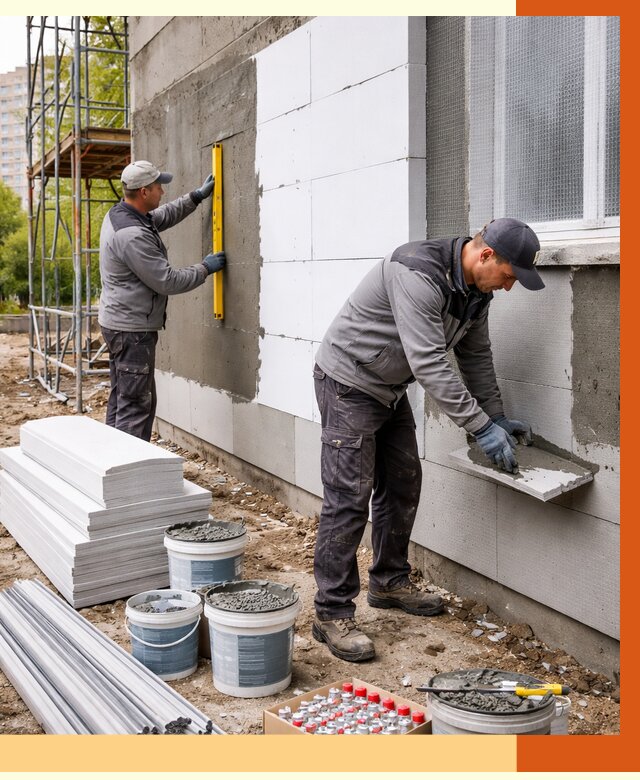 Утепление фасада и стен снаружи в Белогорске от 4285 руб. | ТепломастерБгк