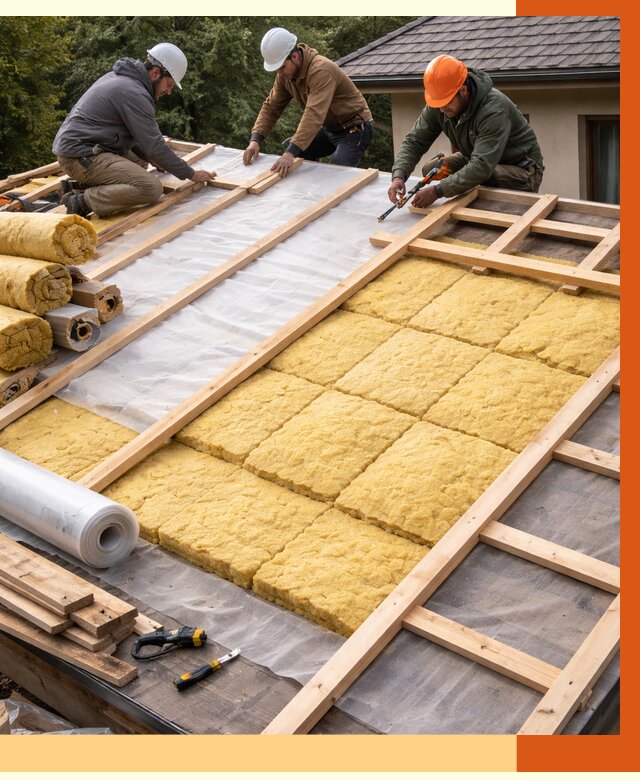 Утепление скатной крыши в Белогорске от 1275 руб./м2 под ключ | ТепломастерБгк