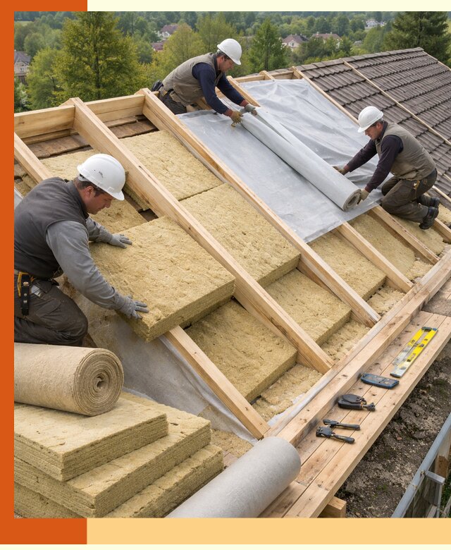 Утепление скатной крыши в Белогорске качественно и надёжно