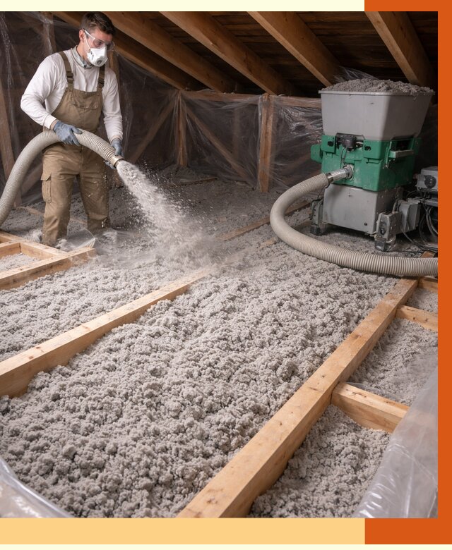 Утепление чердака эковатой в Белогорске от 1479 руб/м2 — заказать у ТепломастерБгк