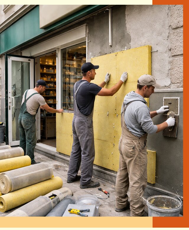 Утепление магазина в Белогорске от 4591 руб/м2 — цена, стены и снаружи | ТепломастерБгк