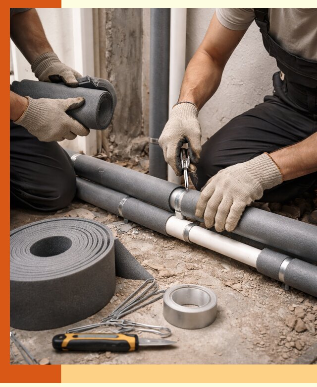 Утепление труб водоснабжения в Белогорске — монтаж и защита сети