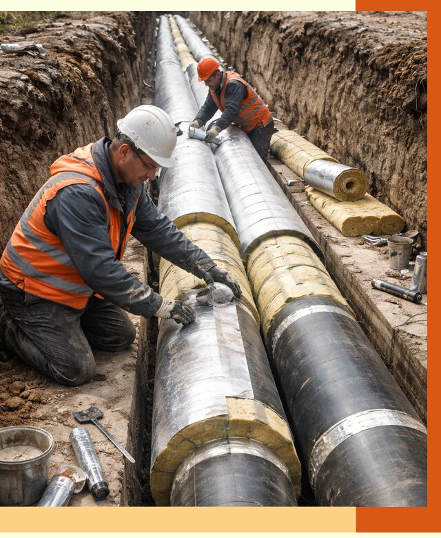 Утепление теплотрассы в Белогорске от 4591 руб./м2 — ппу и комплексная изоляция | ТепломастерБгк