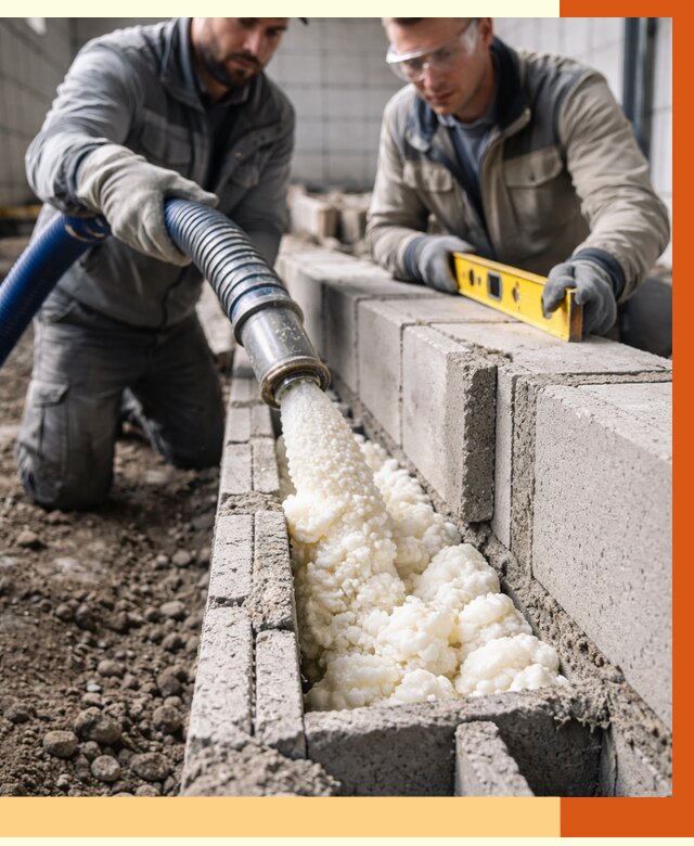 Заполнение колодцевой кладки ППУ в Белогорске от 4285 руб. за м2 | ТепломастерБгк