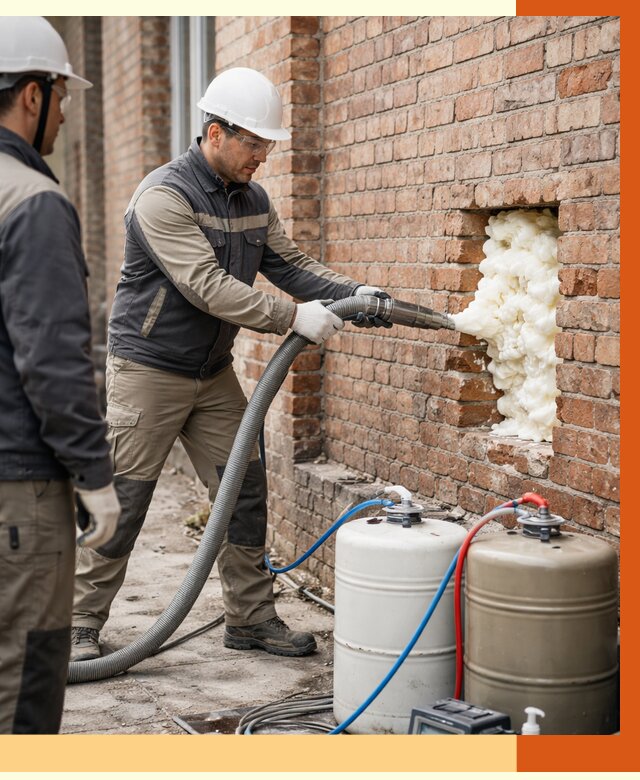 Заливка ППУ в пустоты кирпичной стены в Белогорске от 2806 руб. | ТепломастерБгк