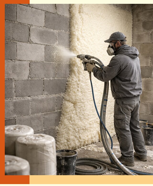 Утепление блочной стены ППУ в Белогорске качественно и надёжно