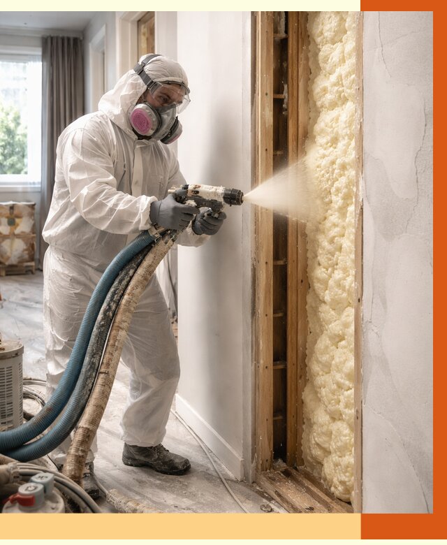 Межстеновое утепление ППУ в Белогорске от 2806 руб/м2 — межстенное утепление под ключ | ТепломастерБгк