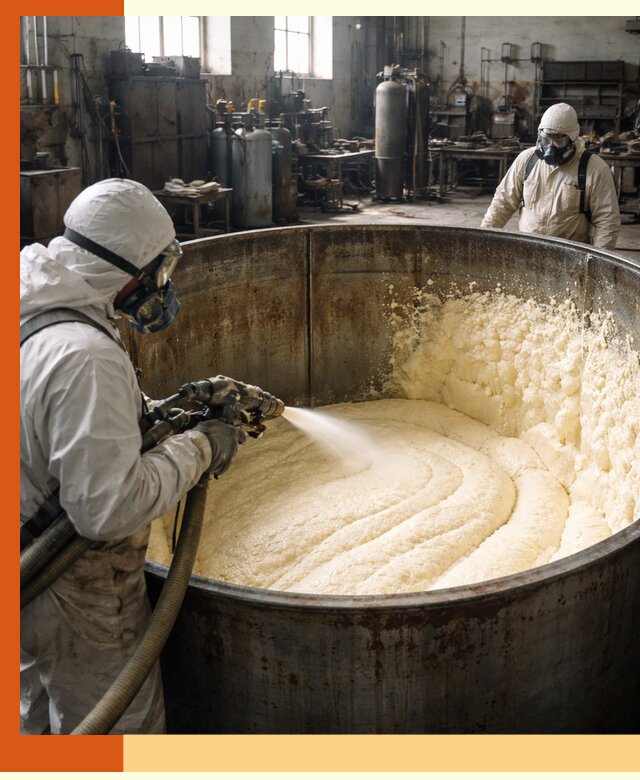 Заливка ппу в емкости с полной изоляцией и герметизацией в Белогорске