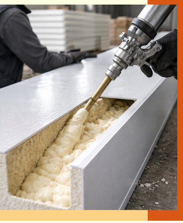 Заполнение пустот холодильных панелей в Белогорске от 7652 руб. | ТепломастерБгк