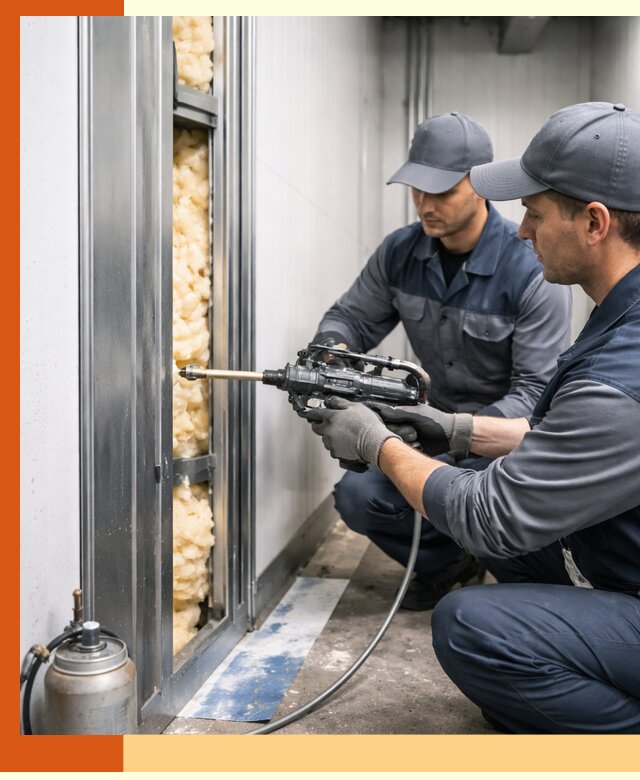 Заполнение пустот холодильных панелей в Белогорске специализированной пеной