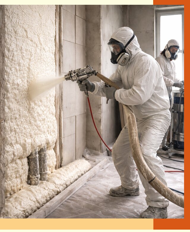 Напыление пенополиуретана в Белогорске от 7652 руб./м2 — услуги и монтаж ППУ | ТепломастерБгк