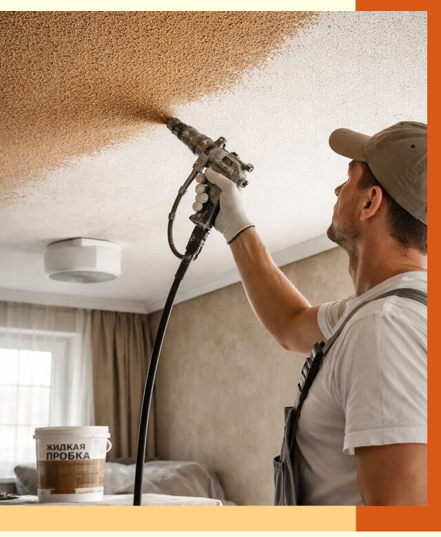 Утепление потолка жидкой пробкой в Белогорске от 3571 руб. | ТепломастерБгк