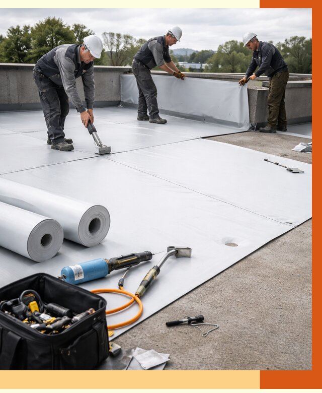 Гидроизоляция мембранной кровли в Белогорске от 7652 руб./м² — профессионально | ТепломастерБгк