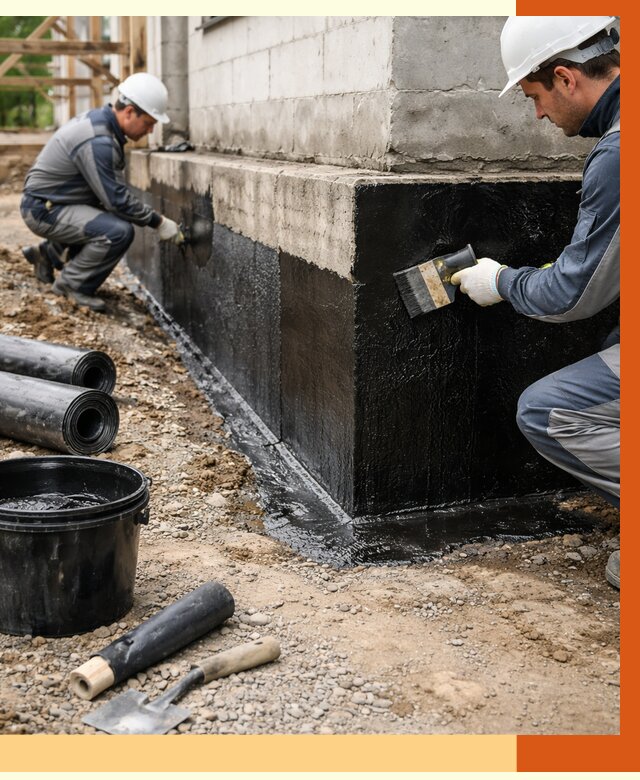 Гидроизоляция фундамента в Белогорске от 1275 руб. — профессионально, под ключ | ТепломастерБгк