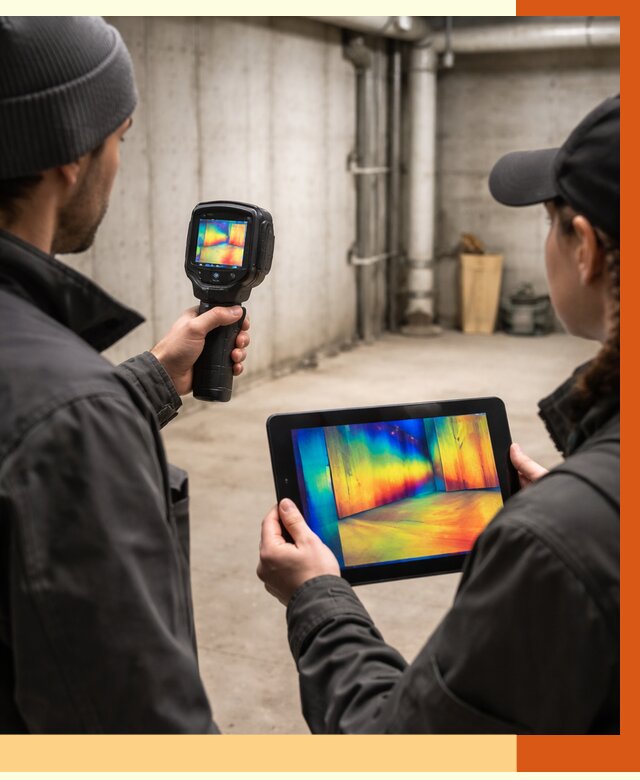 Тепловизионное обследование подвала в Белогорске от 4591 руб. — проверка гидроизоляции | ТепломастерБгк