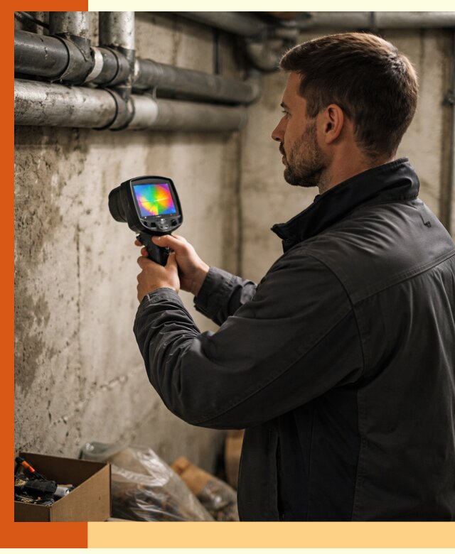 Тепловизионное обследование подвала в Белогорске для поиска утечек тепла