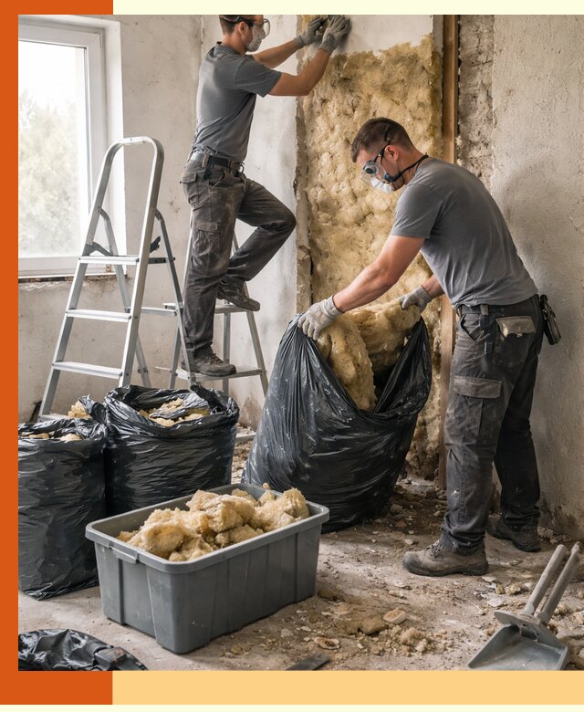 Демонтаж старого утеплителя и вывоз отходов в Белогорске