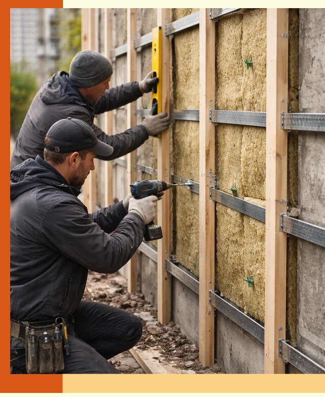 Монтаж обрешетки под утепление зданий и квартир в Белогорске